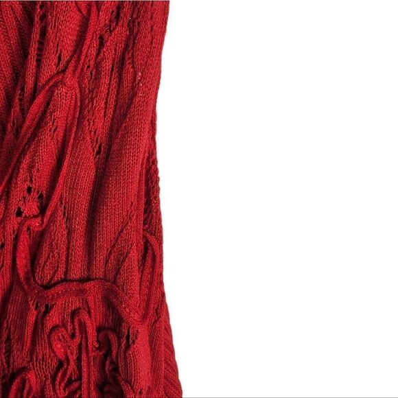 Moi Moi Red Deep V-NECK  Cherry Ribbed Cotton  Sweater - Picture 8 of 14